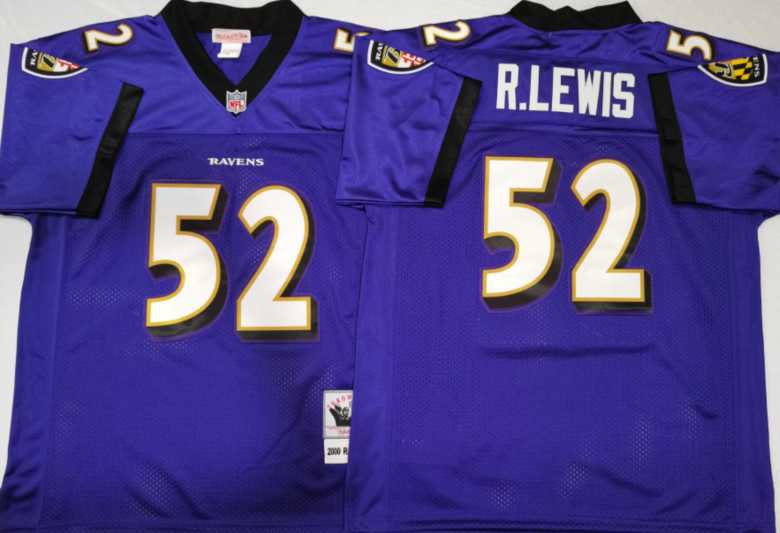Ravens 52 Ray Lewis Purple M&N Throwback Jersey->nfl m&n throwback->NFL Jersey